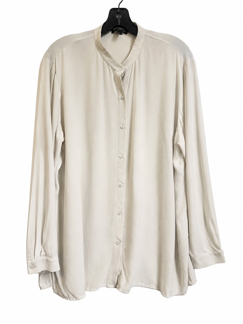 Eileen Fisher Ivory 100% Silk Button Front Blouse Size L
